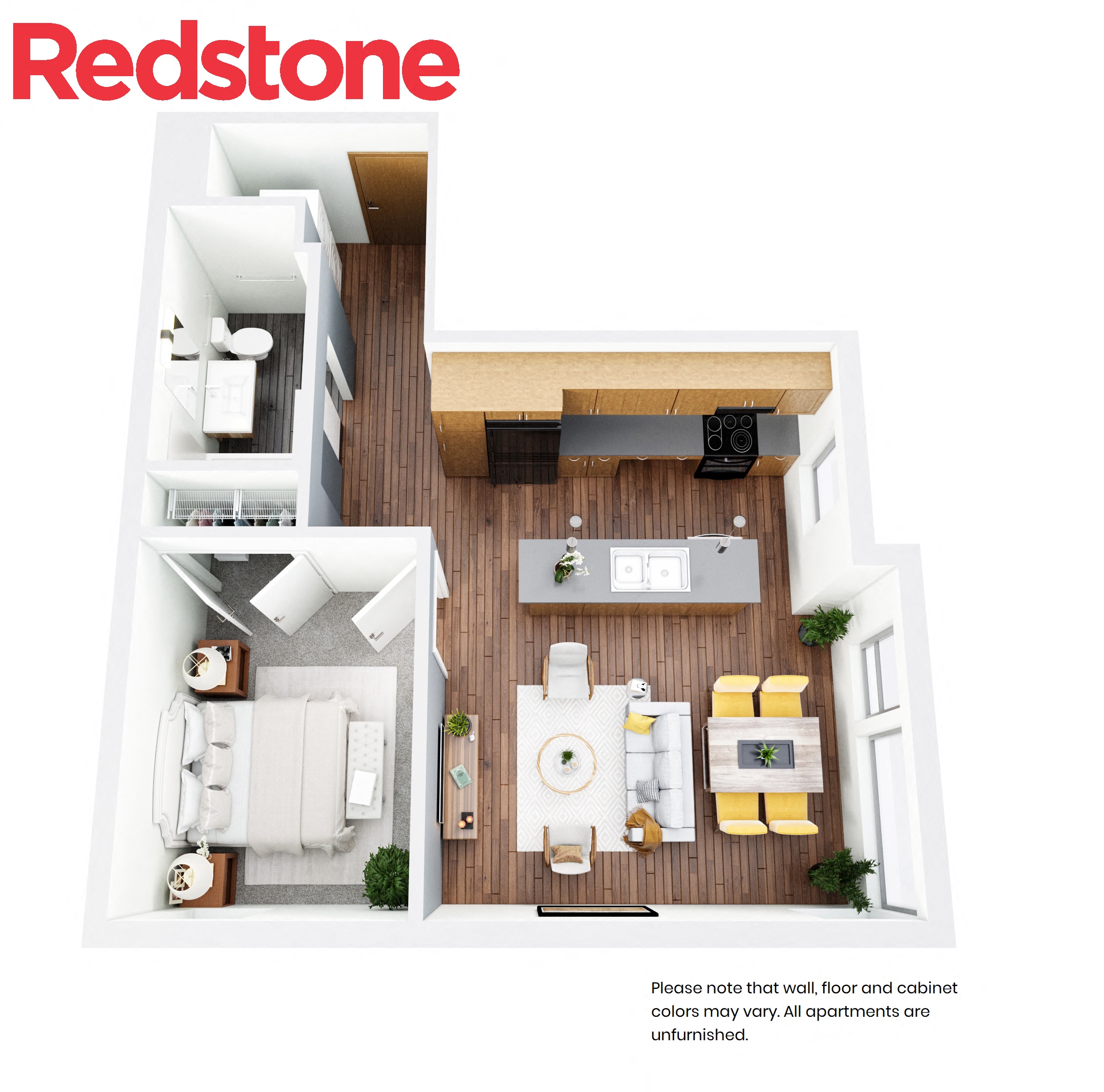 Floor plan for 1 bed, 1 bath